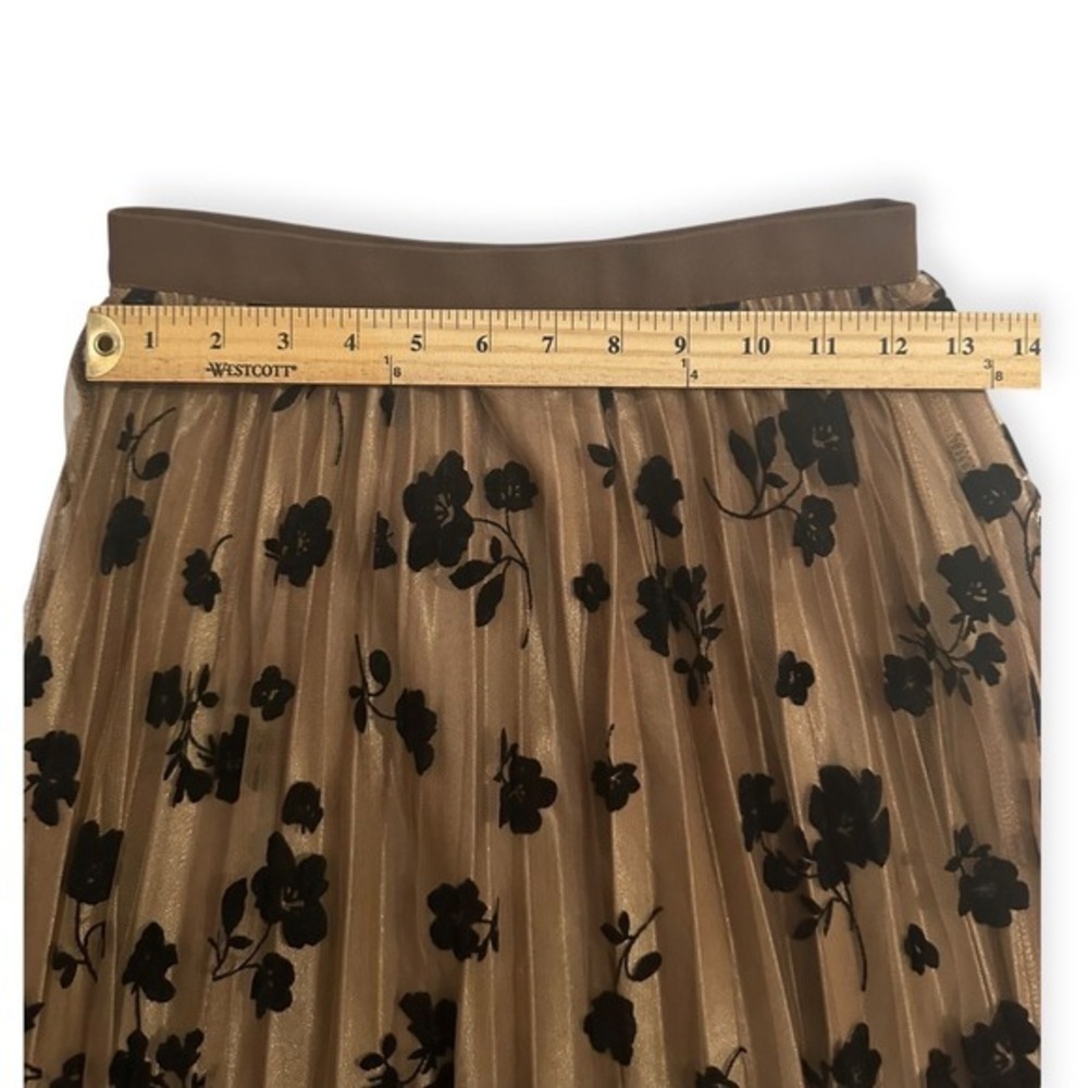 New Mix Pleated Midi Tulle Skirt Brown Medium Womens - Picture 5 of 7